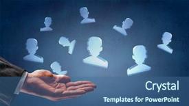  Presentation with mix of people - PPT theme with glass people symbols mixed media background and a  colored foreground