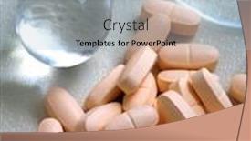  Presentation with vitamin - Audience pleasing presentation design consisting of glass pestle and mortar with vitamin pills backdrop and a light blue colored foreground