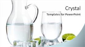  Presentation with water glass - Colorful presentation design enhanced with glass pitcher of water backdrop and a white colored foreground