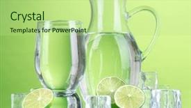  Presentation with glass of water - Colorful PPT theme enhanced with sunrise and beautiful rainbow over backdrop and a  colored foreground.