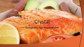  Presentation with fresh avocado - Audience pleasing PPT theme consisting of glass plate on wood backdrop and a  colored foreground