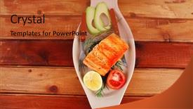  Presentation with fresh avocado - Slides having glass plate on wood background and a red colored foreground