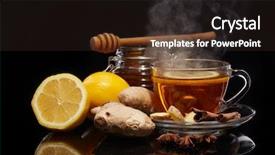  Presentation with black tea - Slide set enhanced with glass pot and cup background and a wine colored foreground