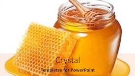  Presentation with honey - Slide set consisting of glass-pot-of-honey-honeycombs background and a gold colored foreground