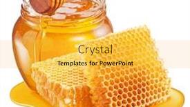  Presentation with honey - Beautiful slide deck featuring glass-pot-of-honey-honeycombs backdrop and a yellow colored foreground