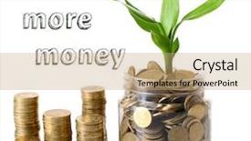  Presentation with growing - Cool new presentation with glass pyramid - plant growing in coins isolated backdrop and a coral colored foreground