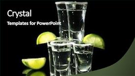  Presentation with glass tower - Beautiful PPT theme featuring glass pyramid - tower of tequila shots backdrop and a black colored foreground