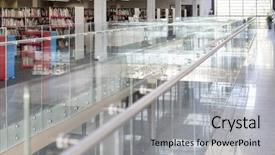  Presentation with railing - Cool new slides with glass railing at corridor backdrop and a light gray colored foreground