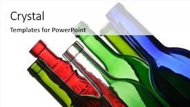  Presentation with bottles - Cool new theme with glass recycle - empty wine bottles for recycling backdrop and a white colored foreground