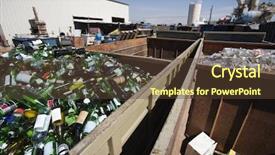  Presentation with bottles - Cool new PPT theme with glass recycle - glass bottles in recycling centre backdrop and a tawny brown colored foreground
