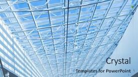  Presentation with glass construction - PPT theme with glass roof of the station background and a light blue colored foreground