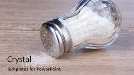  Presentation with table salt - Audience pleasing presentation consisting of glass saltcellar with salt backdrop and a coral colored foreground