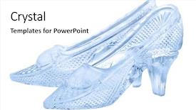  Presentation with shoes - PPT theme with glass shoes isolated on white background and a white colored foreground