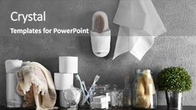  Presentation with slipper - PPT layouts enhanced with glass slipper - bath accessories on grey wall background and a gray colored foreground