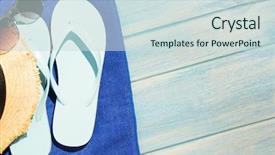  Presentation with accessories - Slides featuring glass slipper - beach accessories stylish sunglasses background and a  colored foreground