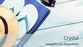  Presentation with accessories - Beautiful theme featuring glass slipper - beach accessories stylish sunglasses backdrop and a  colored foreground