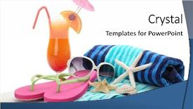  Presentation with tequila - Audience pleasing presentation theme consisting of glass slipper - beach accessories with swimming suit backdrop and a white colored foreground