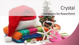  Presentation with slipper - Amazing PPT theme having glass slipper - santa claus hat and christmas backdrop and a white colored foreground