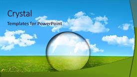  Presentation with tall - Presentation theme having glass sphere in a field background and a teal colored foreground