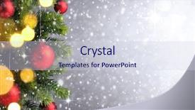  Presentation with snow tree - Presentation theme with glass sphere plant - christmas tree with decoration background and a sky blue colored foreground