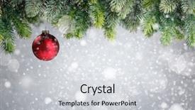  Presentation with snow tree - Slide deck with glass sphere plant - christmas tree with red ball background and a  colored foreground