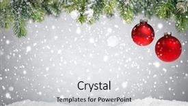 Presentation with snow tree - Beautiful presentation design featuring glass sphere plant - christmas tree with red balls backdrop and a  colored foreground