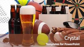  Presentation with sports golf - Audience pleasing slides consisting of glass surrounded by sports equipment backdrop and a tawny brown colored foreground