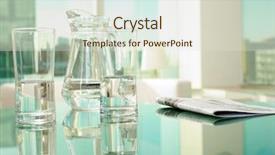  Presentation with glassware - Slide set featuring glass table - workplace with glassware and newspaper background and a lemonade colored foreground