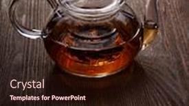  Presentation with tea - Colorful slides enhanced with glass-teapot-with-tea backdrop and a wine colored foreground