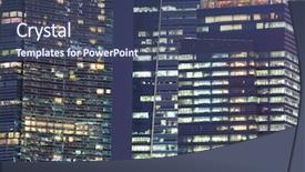  Presentation with night sky nighttime moon - Cool new slide set with glass tower - background of skyscrapers windows backdrop and a  colored foreground