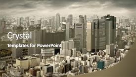  Presentation with glass tower - PPT theme featuring glass tower - city view of skyscarpers background and a violet colored foreground