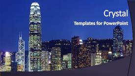  Presentation with simple japan hong kong - Colorful presentation theme enhanced with glass tower - hong kong skyline backdrop and a  colored foreground