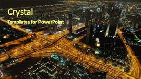  Presentation with night city - Slides having glass tower - panorama of down town dubai background and a tawny brown colored foreground