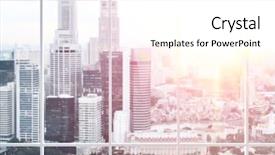  Presentation with glass tower - Audience pleasing slide set consisting of glass tower - sunset view from office window backdrop and a white colored foreground