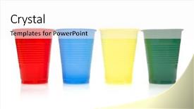  Presentation with plastic twines - Cool new theme with glass tumbler - plastic cups isolated on white backdrop and a white colored foreground