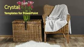  Presentation with glass ceiling shattered - Slides with glass vase and wicker furniture background and a tawny brown colored foreground