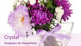  Presentation with flowers vase - Slide set with glass vase isolated on white background and a pink colored foreground