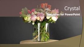  Presentation with flowers vase - PPT theme enhanced with glass-vase-with-beautiful-bouquet background and a gray colored foreground