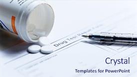  Presentation with medications - Slides enhanced with glass vials and medications pills background and a sky blue colored foreground