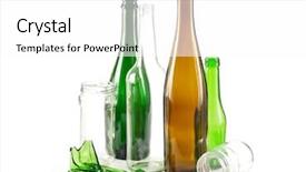  Presentation with waste glass - Cool new PPT layouts with glass waste with mixed bottles backdrop and a white colored foreground