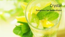  Presentation with water glass - Slide set with glass water with lemon background and a yellow colored foreground