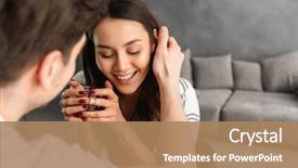  Presentation with movie theater loving couple - Presentation theme consisting of glass while man expressing love background and a coral colored foreground