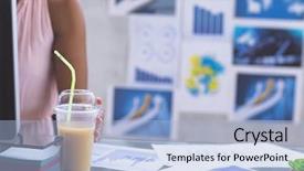  Presentation with milkshake - Audience pleasing presentation design consisting of glass while working on computer backdrop and a light blue colored foreground