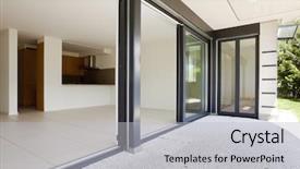  Presentation with flat - Audience pleasing slide deck consisting of glass window - empty beautiful flat backdrop and a light gray colored foreground