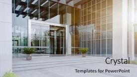  Presentation with skyline of nashville tn - Amazing slide set having glass window - empty brick floor with cityscape backdrop and a light gray colored foreground