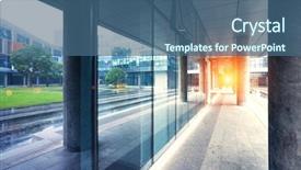  Presentation with modern building - Cool new theme with glass window - long corridor in the modern backdrop and a ocean colored foreground