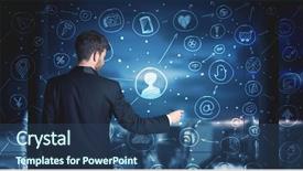  Presentation with social media - Cool new PPT layouts with glass window with night backdrop and a ocean colored foreground