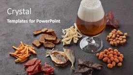  Presentation with potato chips - Beautiful PPT theme featuring glass-with-beer-and-set backdrop and a gray colored foreground