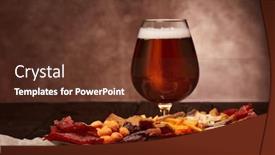  Presentation with potato chips - Cool new slides with glass-with-beer-and-set backdrop and a tawny brown colored foreground