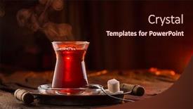  Presentation with black tea - Beautiful slide deck featuring glass-with-black-traditional-turkish backdrop and a wine colored foreground